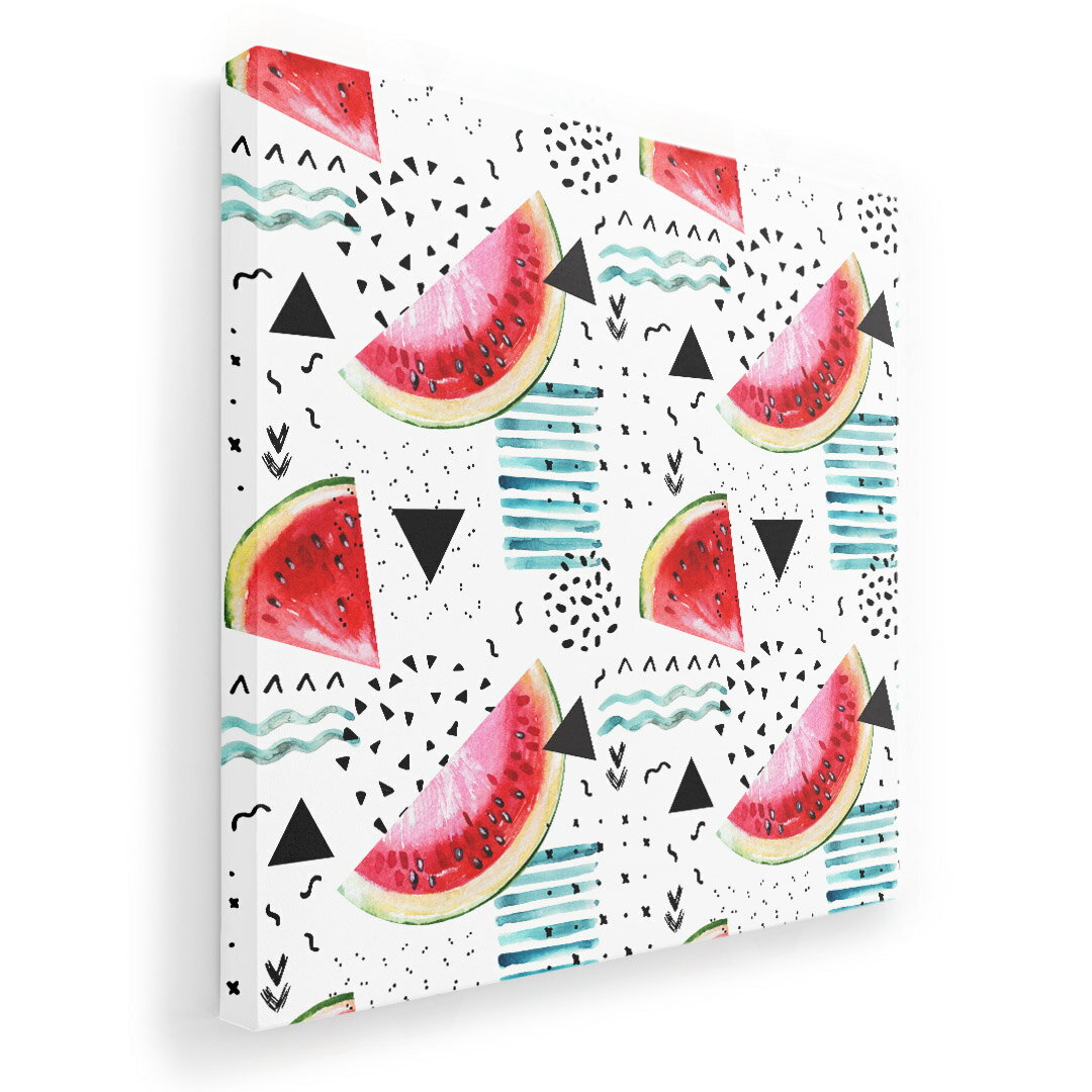 アートパネル 絵 絵画 飾り 選べるサイズ 333×333mm 正方 スクエア モダン 玄関 写真 フォト インテリア おしゃれ 014052 スイカ　模様　トロピカル