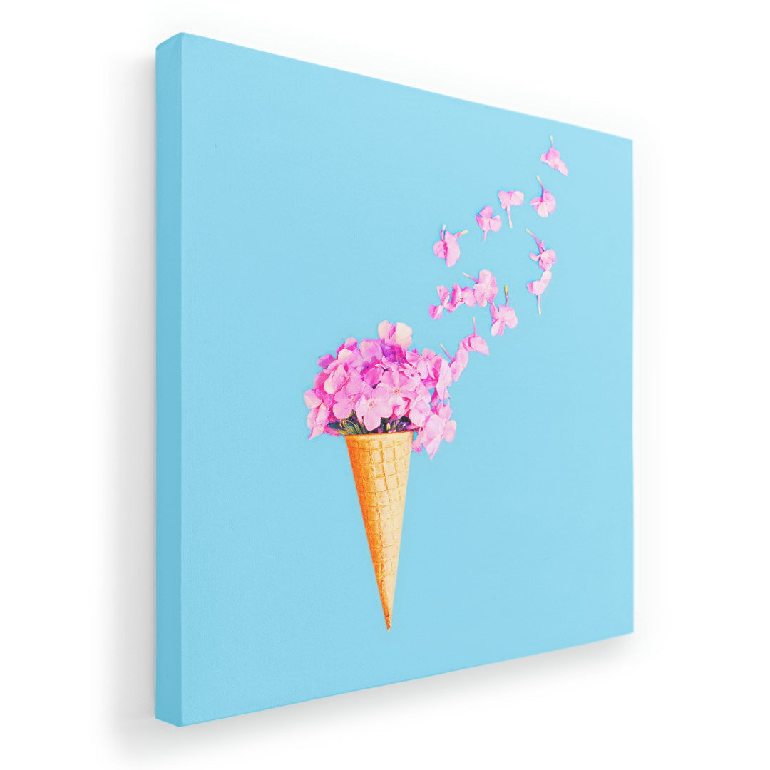 アートパネル 絵 絵画 飾り 選べるサイズ 333×333mm 正方 スクエア モダン 玄関 写真 フォト インテリア おしゃれ 014885 花　花びら　アイス　ピンク