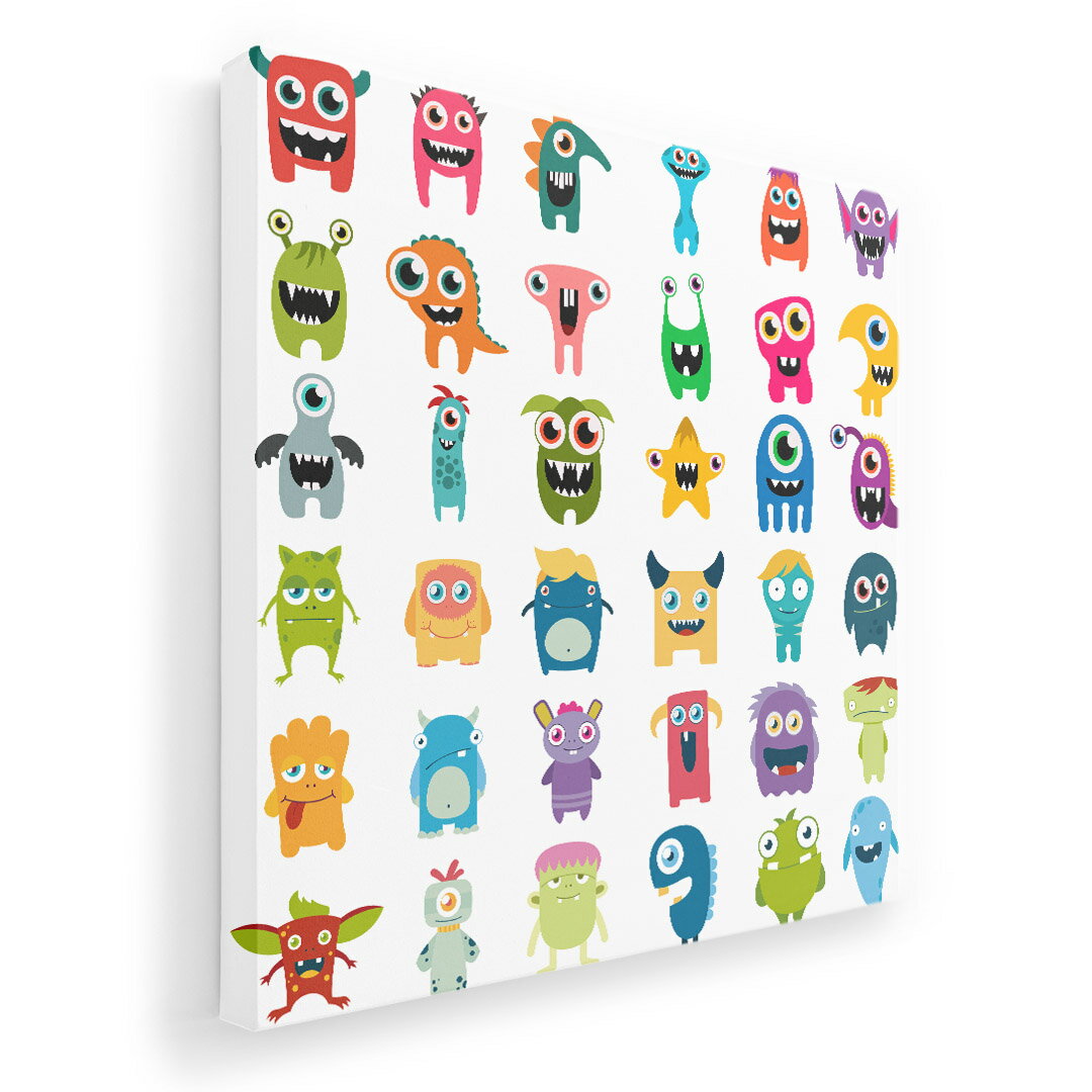 アートパネル 絵 絵画 飾り 選べるサイズ 333×333mm 正方 スクエア モダン 玄関 写真 フォト インテリア おしゃれ 015382 かわいい 妖怪 カラフル モンスター