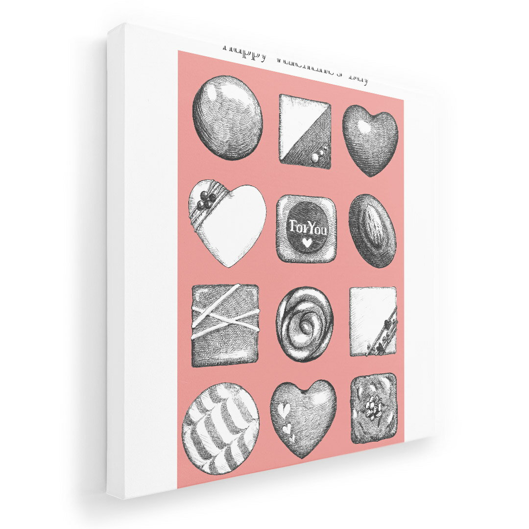 アートパネル 絵 絵画 飾り 選べるサイズ 333×333mm 正方 スクエア モダン 玄関 写真 フォト インテリア おしゃれ 015397 ハート チョコ ピンク