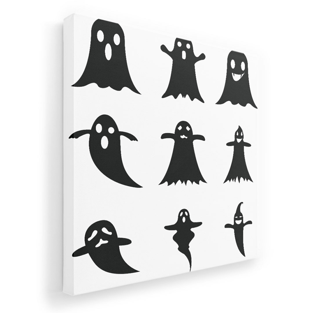 アートパネル 絵 絵画 飾り 選べるサイズ 333×333mm 正方 スクエア モダン 玄関 写真 フォト インテリア おしゃれ 015413 ハロウィン　おばけ　モノクロ　モノトーン