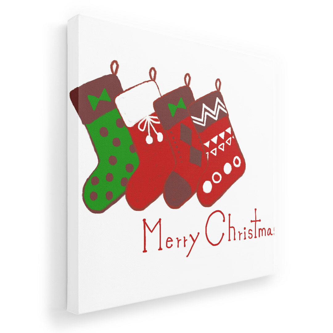 アートパネル 絵 絵画 飾り 選べるサイズ 455×455mm 正方 スクエア モダン 玄関 写真 フォト インテリア おしゃれ 015789 クリスマス 靴下 かわいい