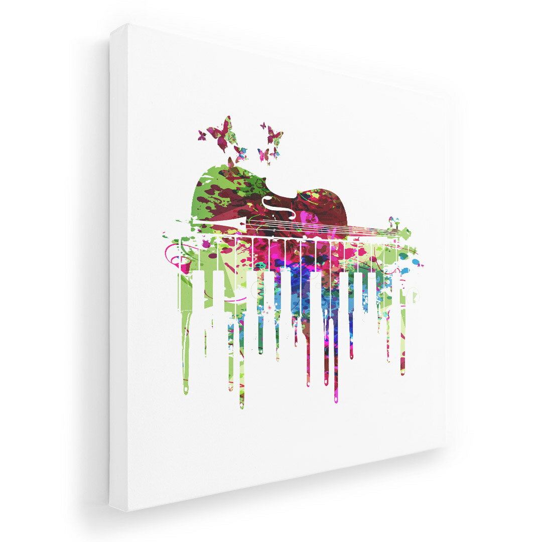 Rakuten - アートパネル 絵 絵画 飾り 選べるサイズ 333×333mm 正方 スクエア モダン 玄関 写真 フォト インテリア おしゃれ 015803 ギター　音楽　カラフル