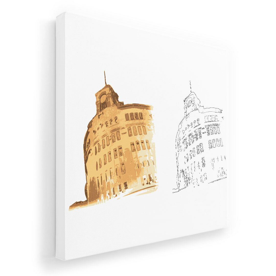 アートパネル 絵 絵画 飾り 選べるサイズ 333×333mm 正方 スクエア モダン 玄関 写真 フォト インテリア おしゃれ 015862 斜塔　建物