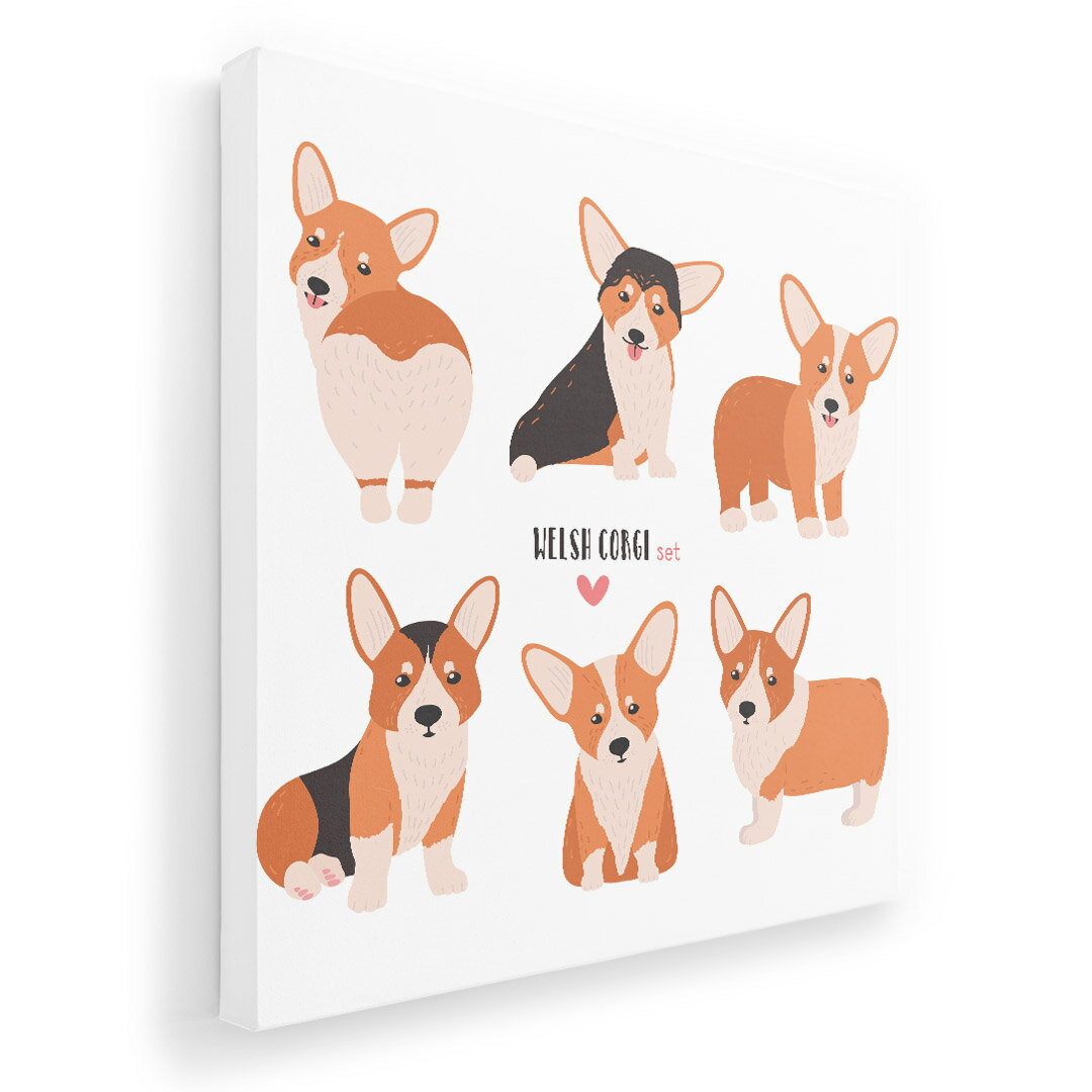 アートパネル 絵 絵画 飾り 選べるサイズ 455×455mm 正方 スクエア モダン 玄関 写真 フォト インテリア おしゃれ 016231 犬　コーギー