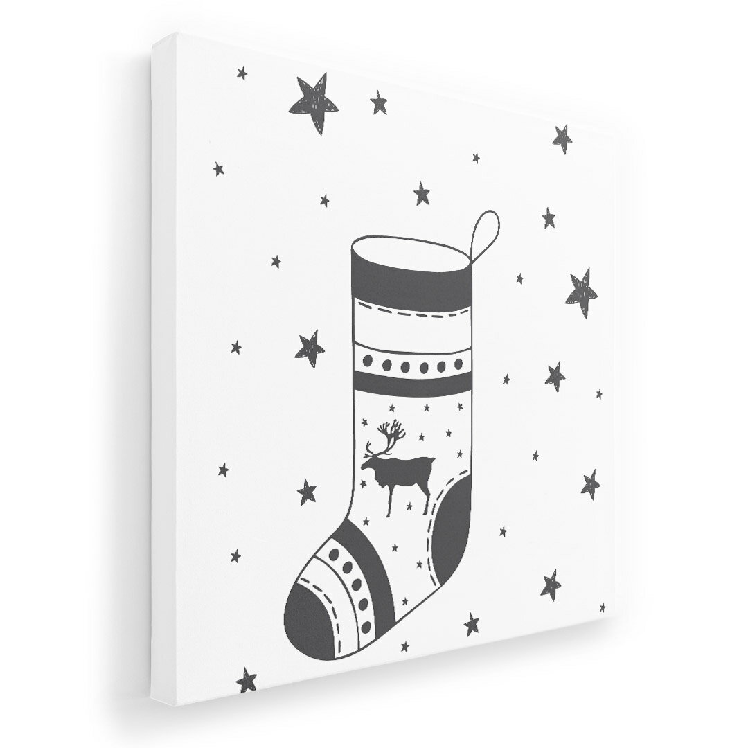 アートパネル 絵 絵画 飾り 選べるサイズ 333×333mm 正方 スクエア モダン 玄関 写真 フォト インテリア おしゃれ 017664 靴下 トナカイ モノトーン