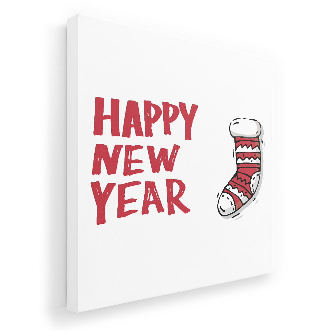 アートパネル 絵 絵画 飾り 選べるサイズ 455×455mm 正方 スクエア モダン 玄関 写真 フォト インテリア おしゃれ 017685 happy new year 文字 靴下