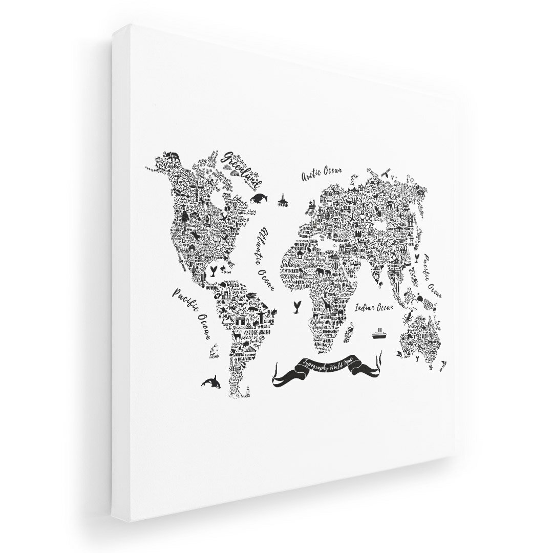 Rakuten - アートパネル 絵 絵画 飾り 選べるサイズ 455×455mm 正方 スクエア モダン 玄関 写真 フォト インテリア おしゃれ 017791 地図　map　ブラック