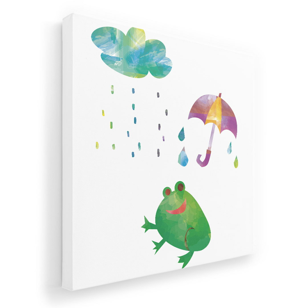 アートパネル 絵 絵画 飾り 選べるサイズ 455×455mm 正方 スクエア モダン 玄関 写真 フォト インテリア おしゃれ 017809 傘 雨 梅雨 rainy カエル