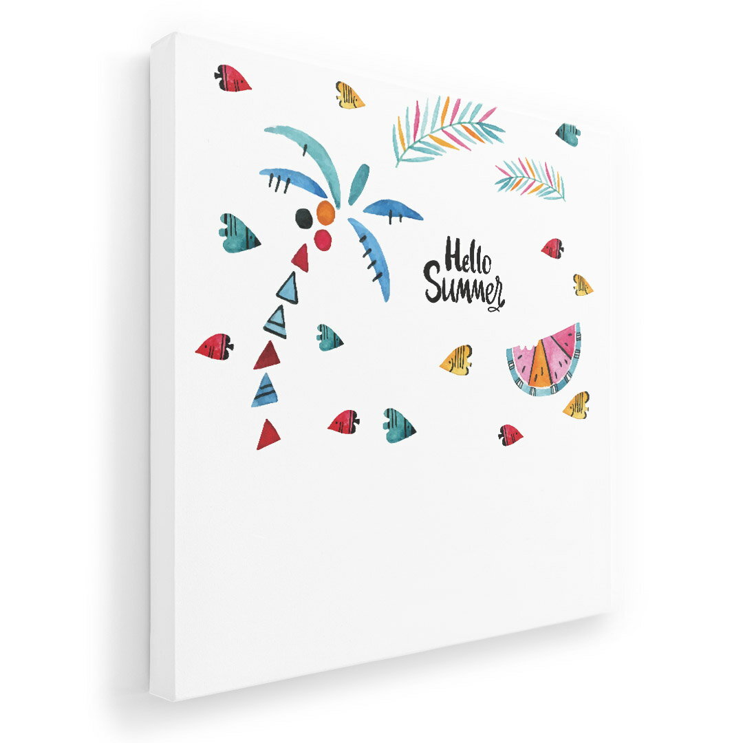 アートパネル 絵 絵画 飾り 選べるサイズ 333×333mm 正方 スクエア モダン 玄関 写真 フォト インテリア おしゃれ 017844 ヤシの木　スイカ　summer