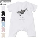 選べる6カラー バックプリント ロンパース カバーオール 赤ちゃん 半袖 デザイン 70cm 80cm rompers ベビー 新生児 キッズ 70サイズ 80サイズ ギフト マタニティ 妊婦 出産祝い プレママ ティーシャツ T shirt 019743 海の生物 シャチ killer whale