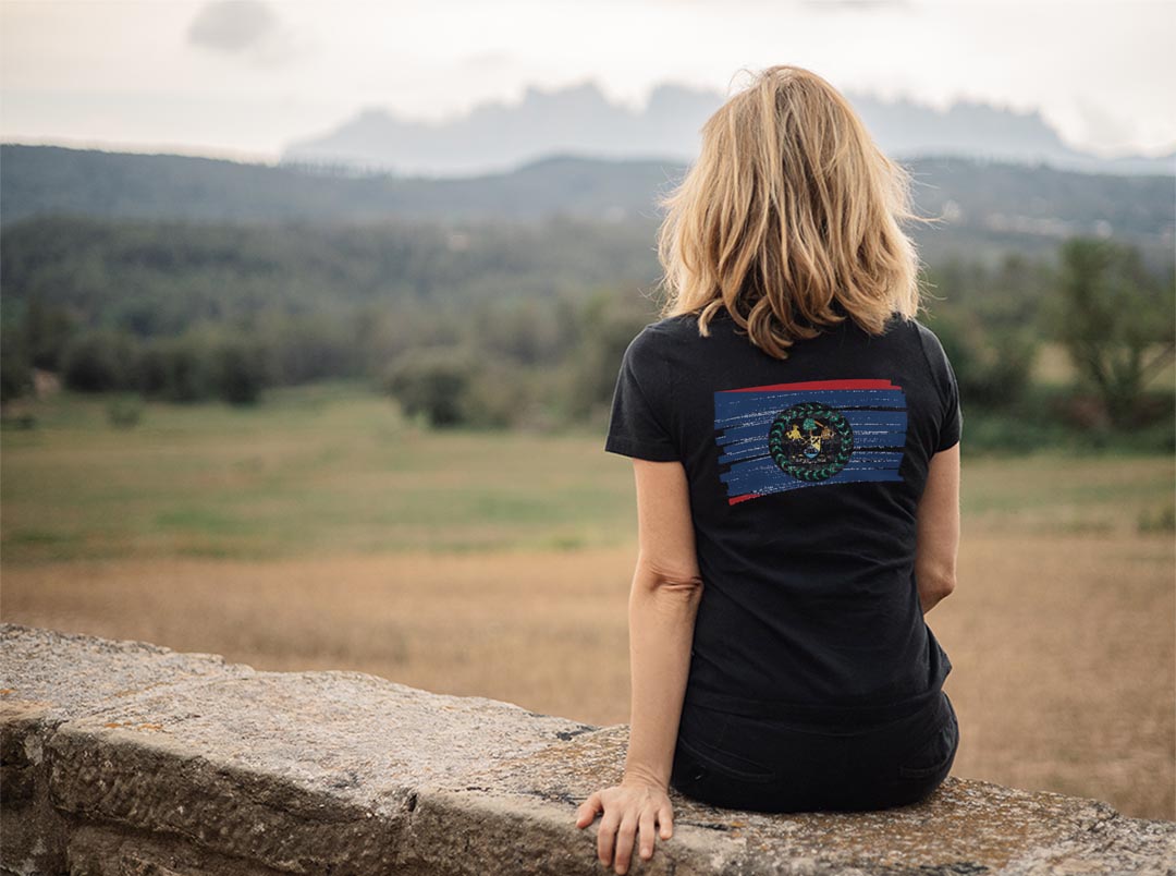 Tシャツ レディース バックプリント 半袖 ブラック 黒 デザイン M L tシャツ ティーシャツ T shirt 018398 belize ベリーズ