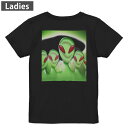 Tシャツ レディース バックプリント 半袖 ブラック 黒 デザイン M L tシャツ ティーシャツ T shirt 002938 キャラクター 緑