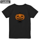 Tシャツ レディース バックプリント 半袖 ブラック 黒 デザイン M L tシャツ ティーシャツ T shirt 003312 ハロウィン キャラクター