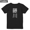 Tシャツ レディース バックプリント 半袖 ブラック 黒 デザイン M L tシャツ ティーシャツ T shirt 021358 苗字 名前 藤川(4)