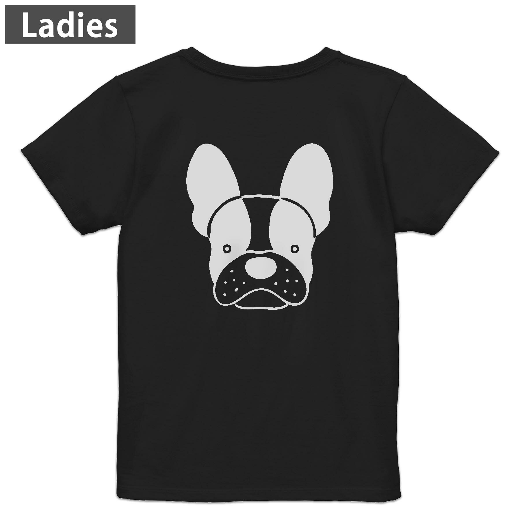 Tシャツ レディース バックプリント 半袖 ブラック 黒 デザイン M L tシャツ ティーシャツ T shirt 022503 犬 dog かわいい