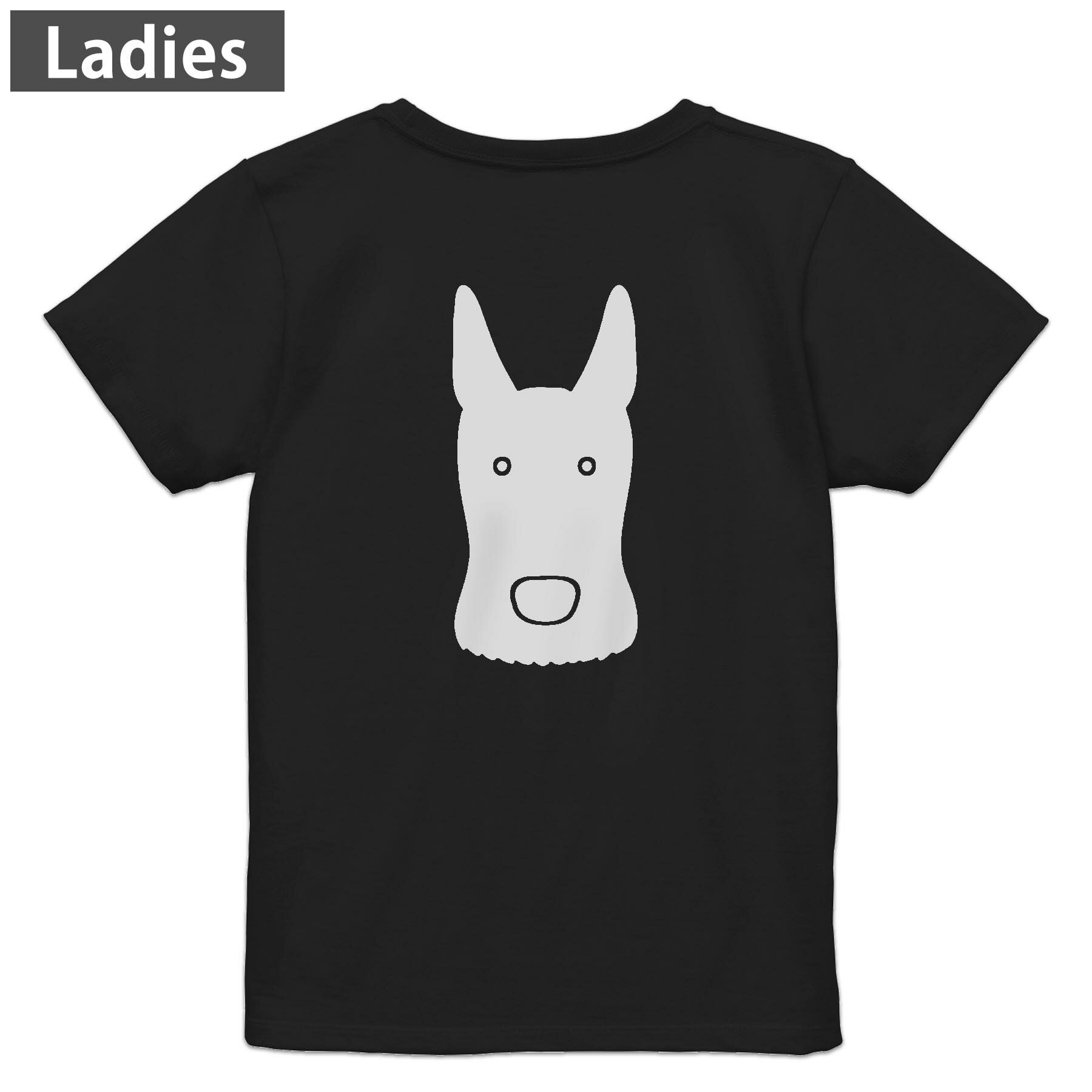 Tシャツ レディース バックプリント 半袖 ブラック 黒 デザイン M L tシャツ ティーシャツ T shirt 022506 犬 dog かわいい