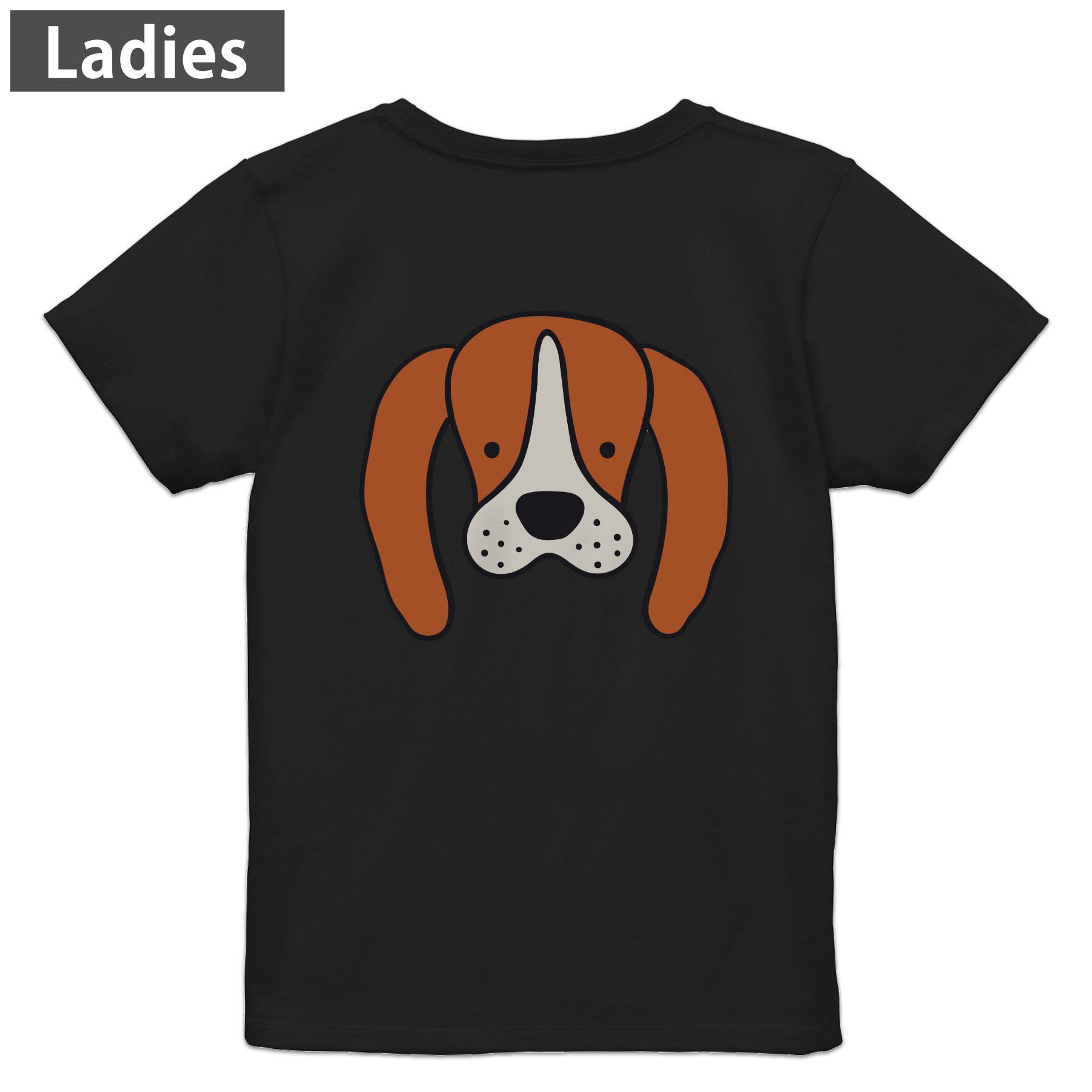 Print - Tシャツ レディース バックプリント 半袖 ブラック 黒 デザイン M L tシャツ ティーシャツ T shirt 022551 犬 dog かわいい