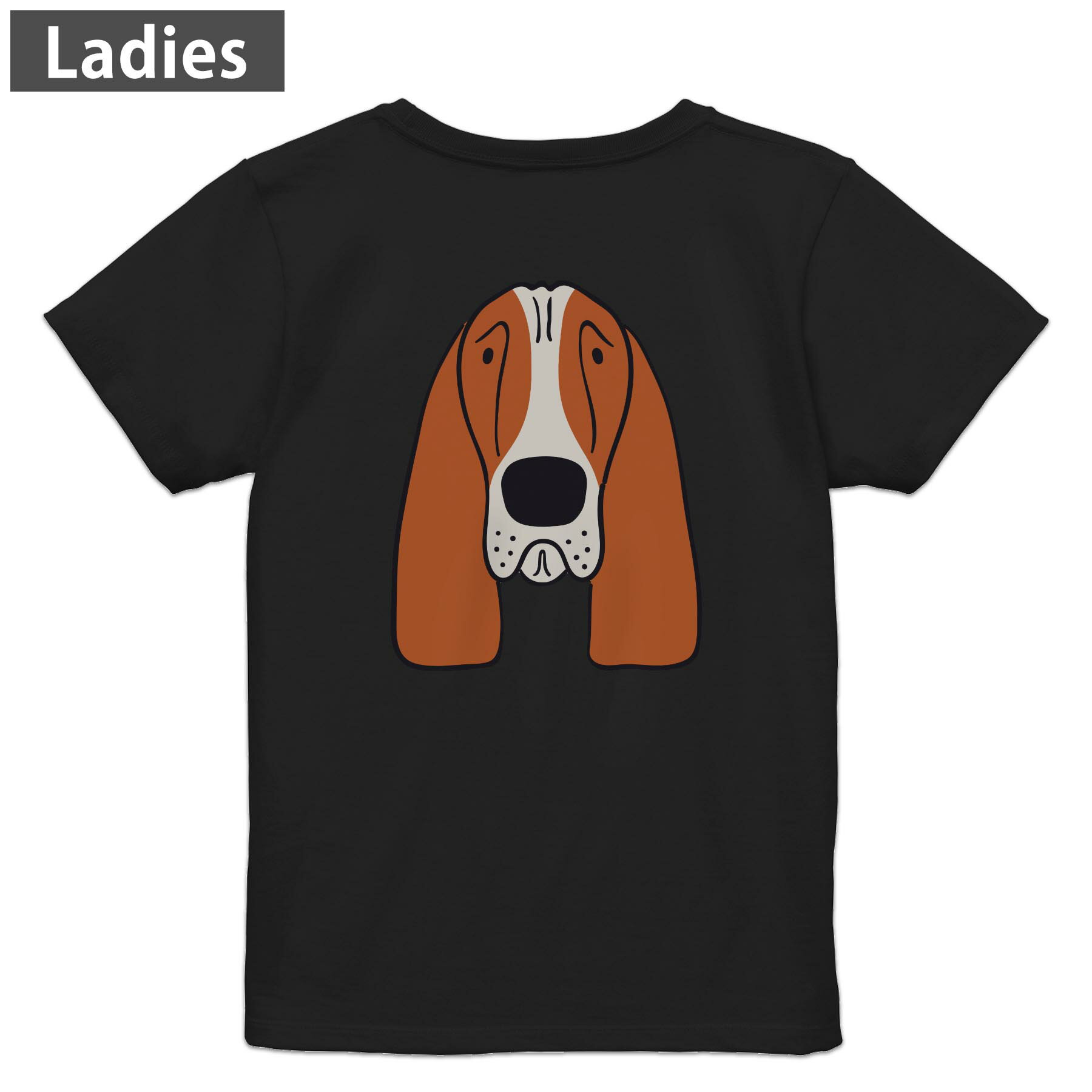 Print - Tシャツ レディース バックプリント 半袖 ブラック 黒 デザイン M L tシャツ ティーシャツ T shirt 022553 犬 dog かわいい