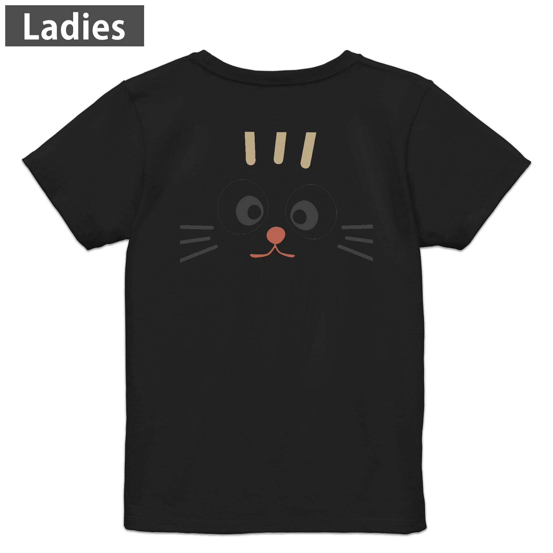Tシャツ レディース バックプリント 半袖 ブラック 黒 デザイン M L tシャツ ティーシャツ T shirt 022650 猫 かわいい