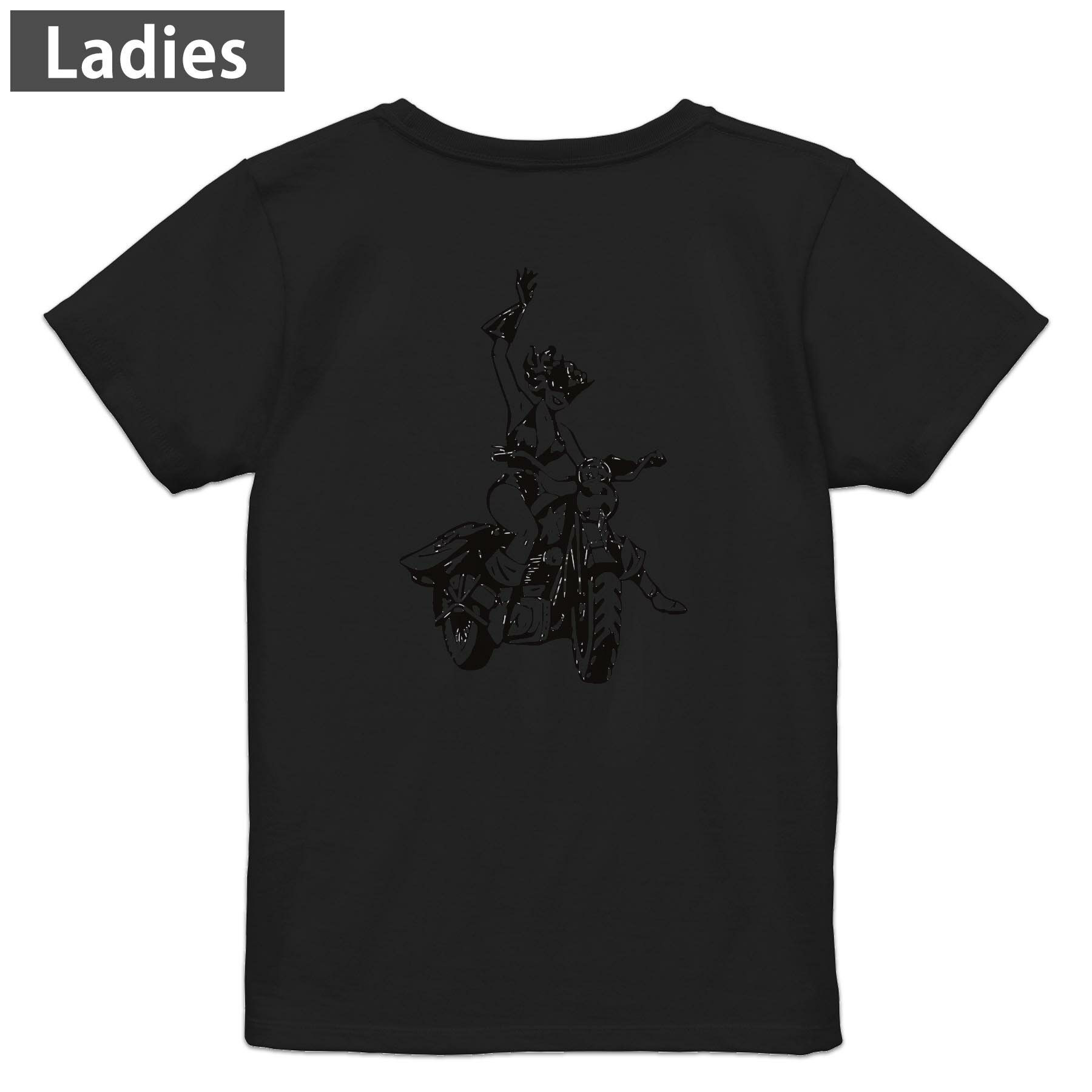 T-Shirts - Tシャツ レディース バックプリント 半袖 ブラック 黒 デザイン M L tシャツ ティーシャツ T shirt 022704 バイク