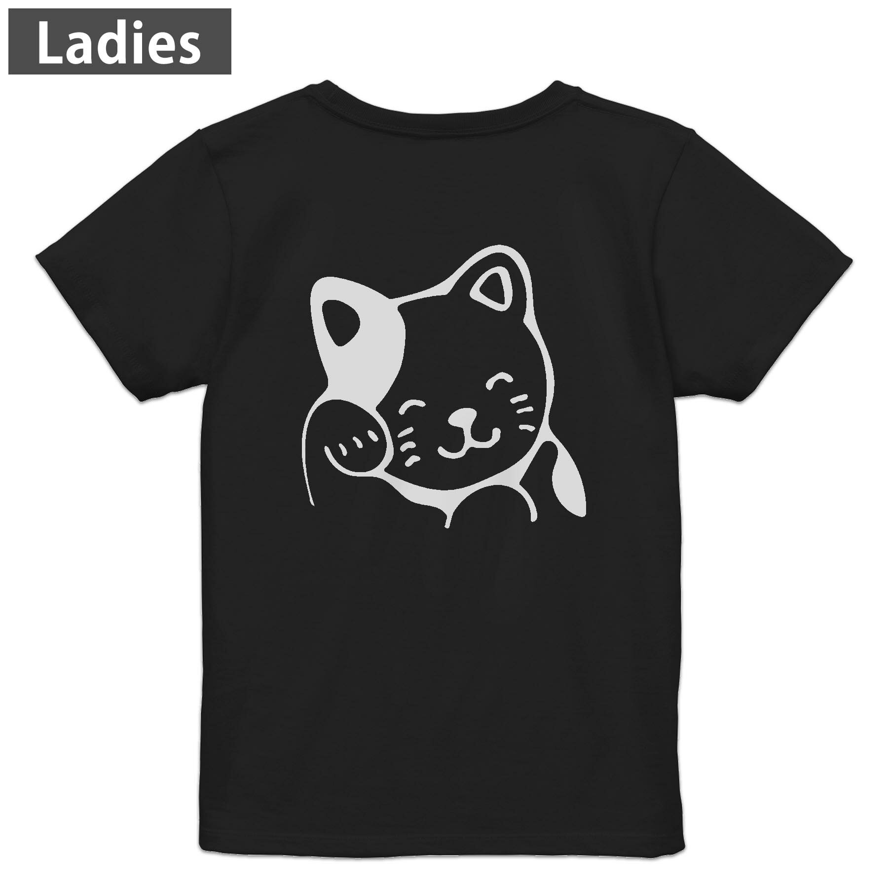 Tシャツ レディース バックプリント 半袖 ブラック 黒 デザイン M L tシャツ ティーシャツ T shirt 022738 猫 かわいい