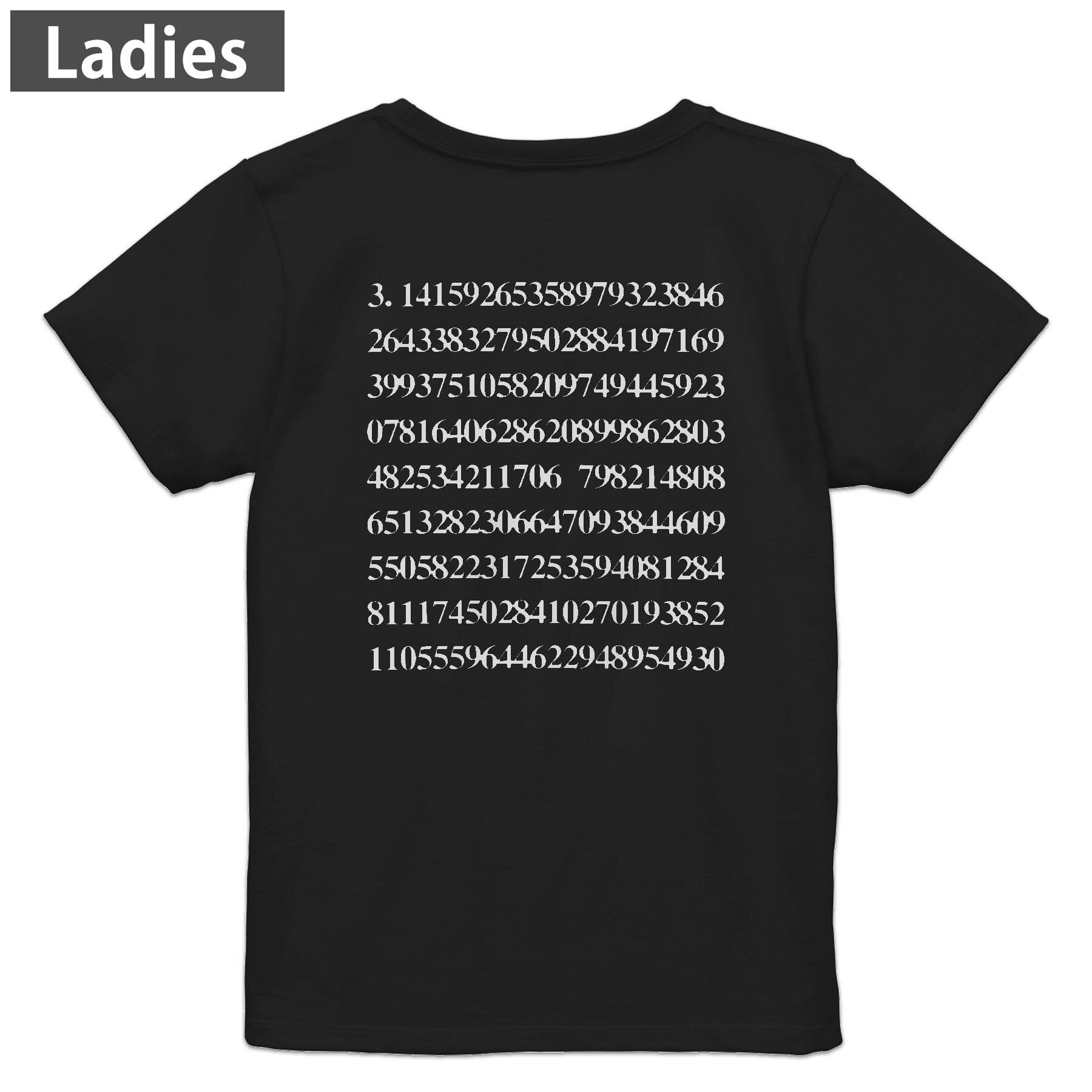 Tシャツ レディース バックプリント 半袖 ブラック 黒 デザイン M L tシャツ ティーシャツ T shirt 022753 円周率