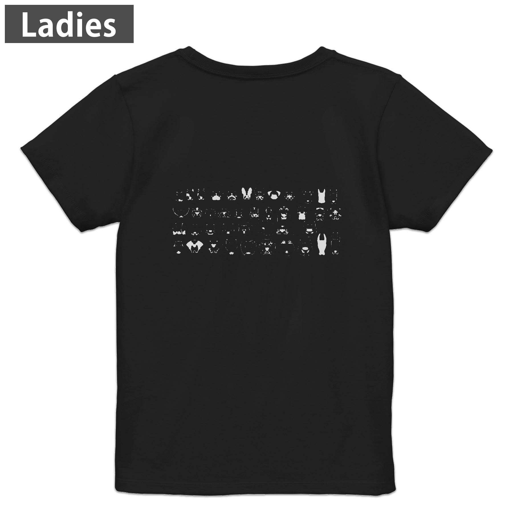 Print - Tシャツ レディース バックプリント 半袖 ブラック 黒 デザイン M L tシャツ ティーシャツ T shirt 022813 犬 かわいい