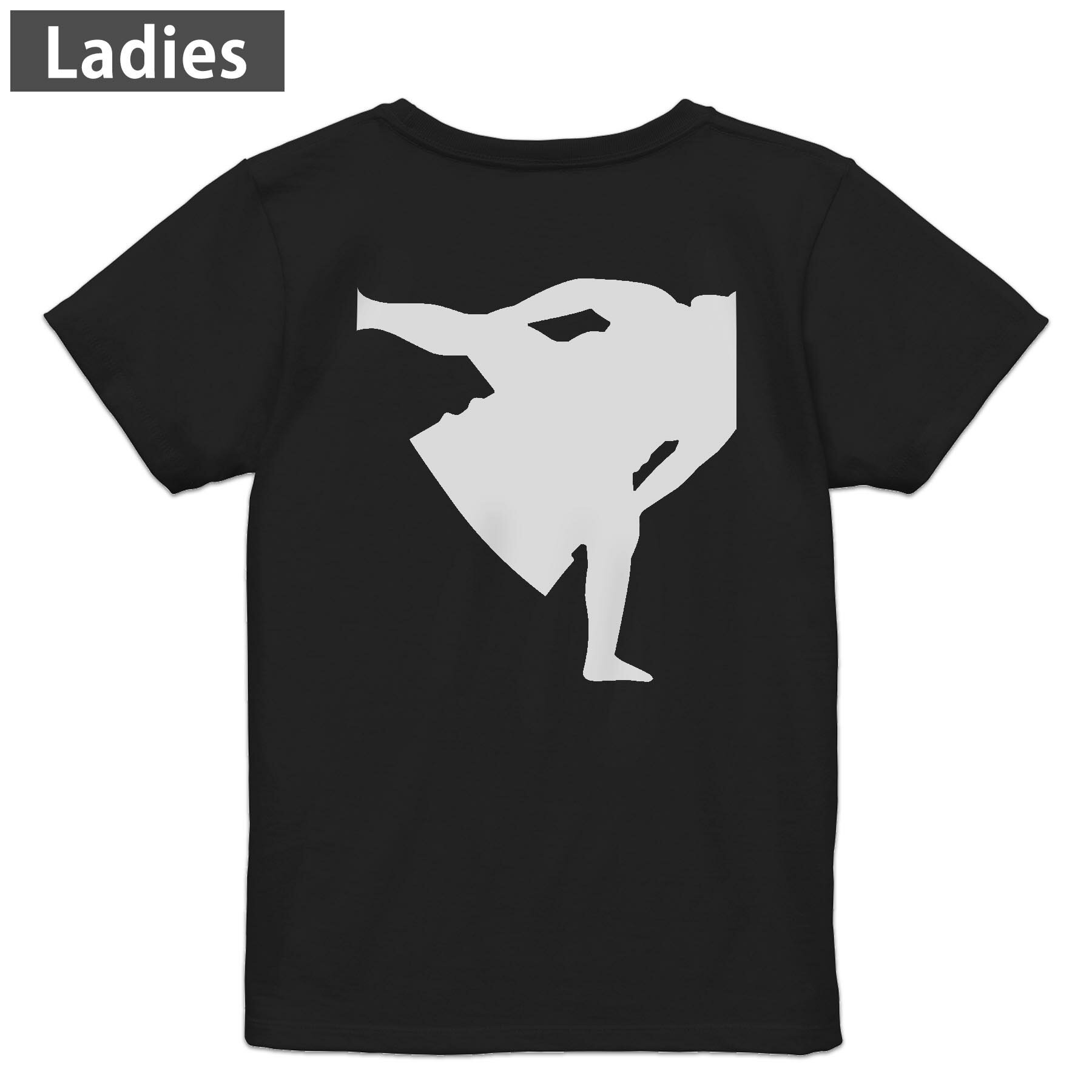 T-Shirts - Tシャツ レディース バックプリント 半袖 ブラック 黒 デザイン M L tシャツ ティーシャツ T shirt 026248 相撲　関取　日本　和