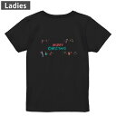 Tシャツ レディース バックプリント 半袖 ブラック 黒 デザイン M L tシャツ ティーシャツ T shirt 030153 クリスマス サンタ