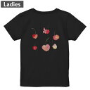 Tシャツ レディース バックプリント 半袖 ブラック 黒 デザイン M L tシャツ ティーシャツ T shirt 031559 サクランボ