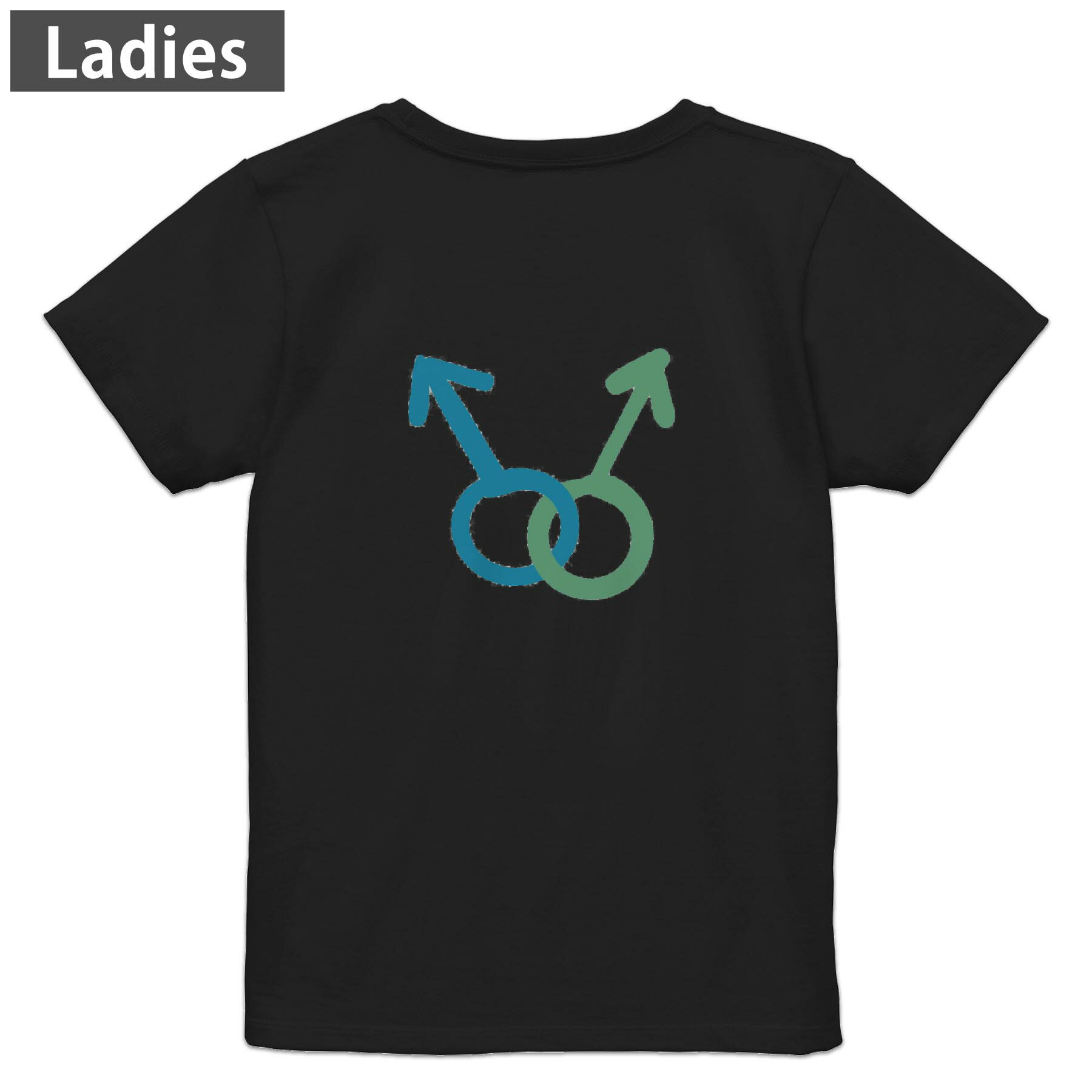 Other - Tシャツ レディース バックプリント 半袖 ブラック 黒 デザイン M L tシャツ ティーシャツ T shirt 031854 男性 記号 マーク