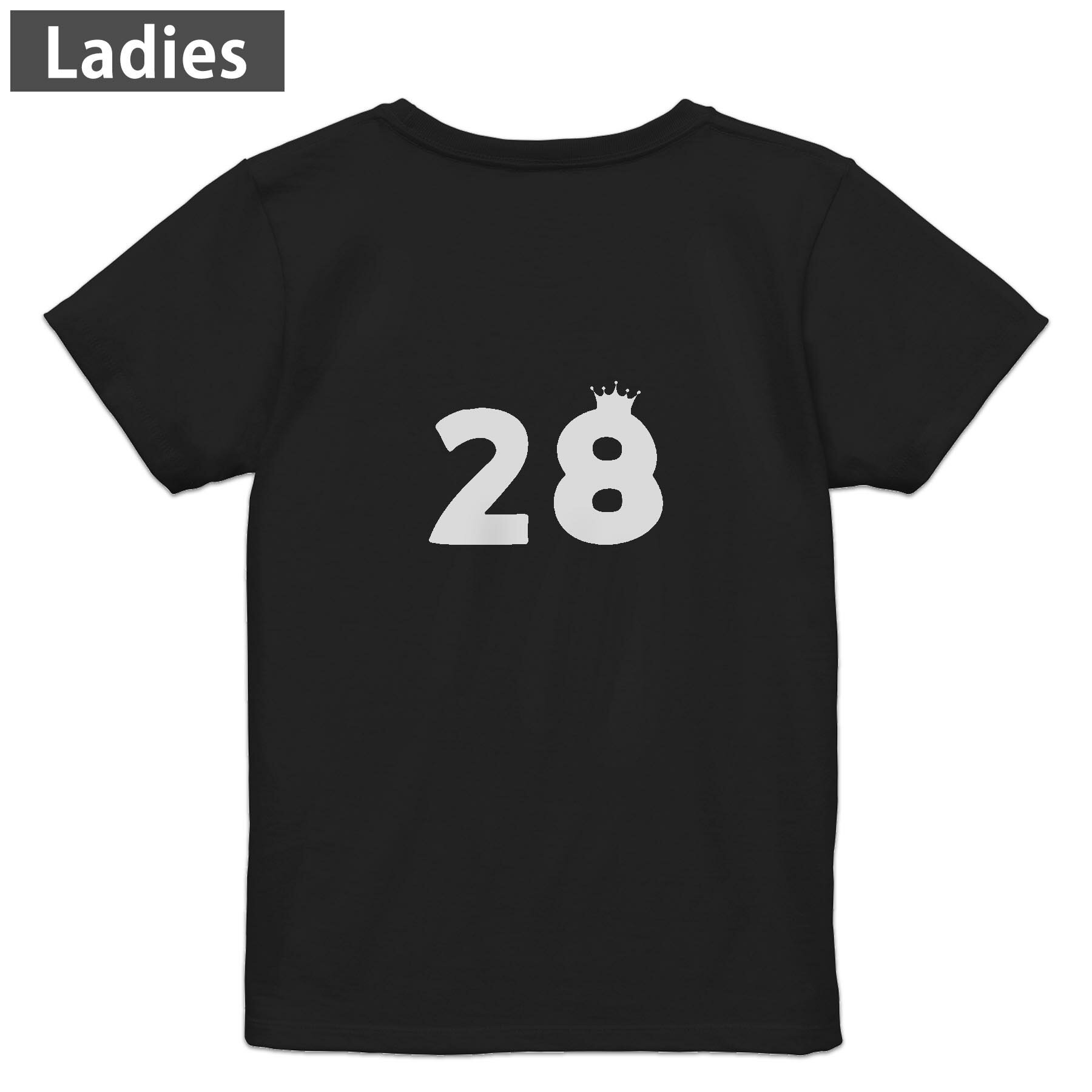 Print - Tシャツ レディース バックプリント 半袖 ブラック 黒 デザイン M L tシャツ ティーシャツ T shirt 031959 誕生日 記念日 28 歳