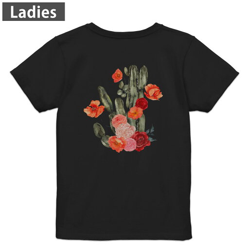 Tシャツ レディース バックプリント 半袖 ブラック 黒 デザイン M L tシャツ ティーシャツ T shirt 032202 サボテン フラワー Tシャツ レディース バックプリント 半袖 ブラック 黒 デザイン M L tシャツ ティーシャツ T shirt 032202 サボテン フラワー