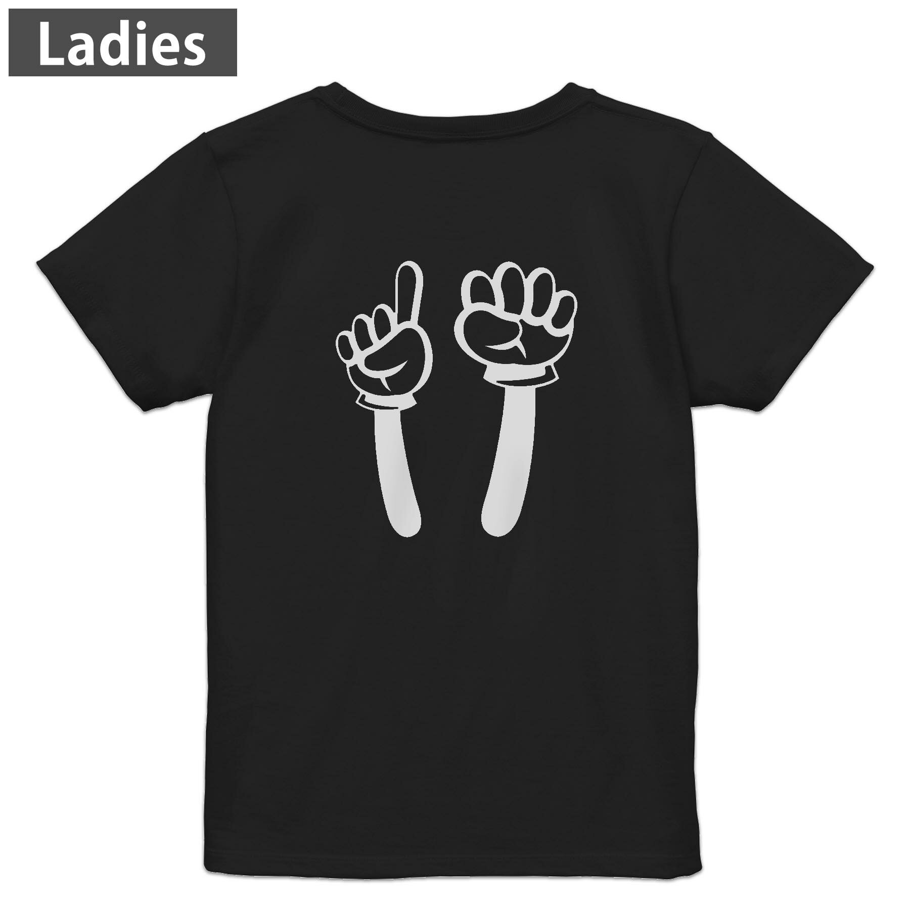 Other - Tシャツ レディース バックプリント 半袖 ブラック 黒 デザイン M L tシャツ ティーシャツ T shirt 032553 6 six ハンドサイン 数字