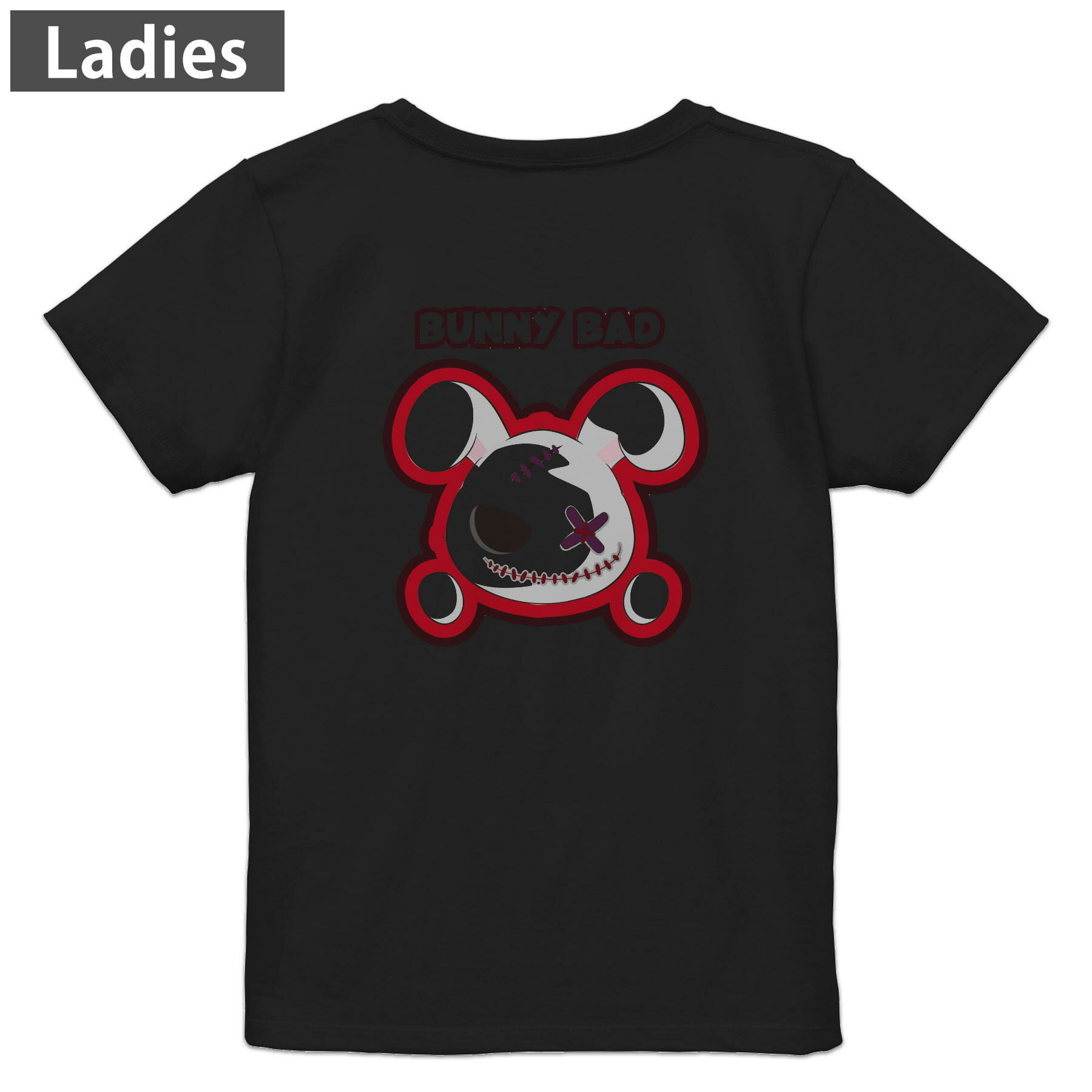 Tシャツ レディース バックプリント 半袖 ブラック 黒 デザイン M L tシャツ ティーシャツ T shirt 032603 ハロウィン キャラクター(4.0)