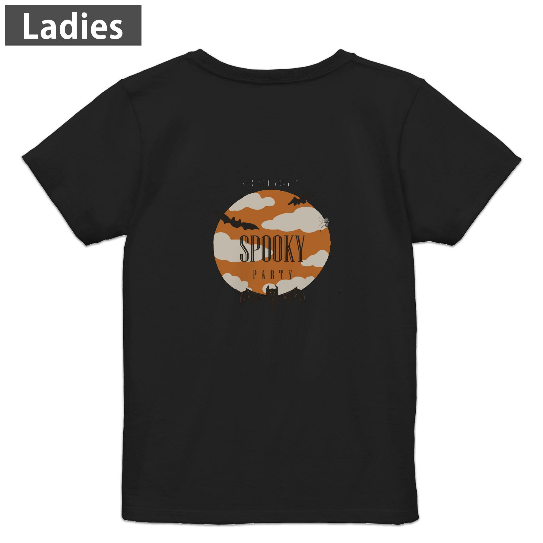 Tシャツ レディース バックプリント 半袖 ブラック 黒 デザイン M L tシャツ ティーシャツ T shirt 032660 コウモリ