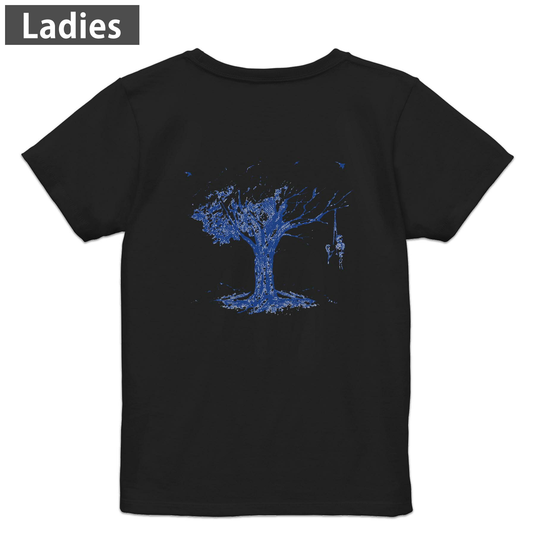 Other - Tシャツ レディース バックプリント 半袖 ブラック 黒 デザイン M L tシャツ ティーシャツ T shirt 032670 骸骨 ホラー