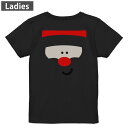 Tシャツ レディース バックプリント 半袖 ブラック 黒 デザイン M L tシャツ ティーシャツ T shirt 005686 イラスト サンタ