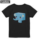 Tシャツ レディース バックプリント 半袖 ブラック 黒 デザイン M L tシャツ ティーシャツ T shirt 007147 象 キャラクター