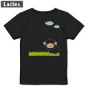 Tシャツ レディース バックプリント 半袖 ブラック 黒 デザイン M L tシャツ ティーシャツ T shirt 007191 ひつじ キャラクター