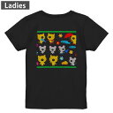 Tシャツ レディース バックプリント 半袖 ブラック 黒 デザイン M L tシャツ ティーシャツ T shirt 007653 猫 ネズミ イラスト キャラクター
