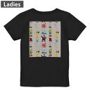 Tシャツ レディース バックプリント 半袖 ブラック 黒 デザイン M L tシャツ ティーシャツ T shirt 007680 アリス キャラクター 模様