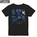 Tシャツ レディース バックプリント 半袖 ブラック 黒 デザイン M L tシャツ ティーシャツ T shirt 008302 ホワイトデー ハート リボン 青 ブルー