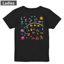 Tシャツ レディース バックプリント 半袖 ブラック 黒 デザイン M L tシャツ ティーシャツ T shirt 009185 カラフル 動物 キャラクター