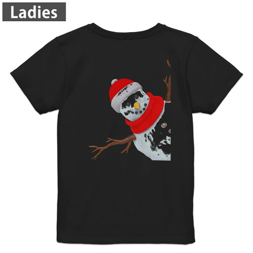 Tシャツ レディース バックプリント 半袖 ブラック 黒 デザイン M L tシャツ ティーシャツ T shirt 009953 クリスマス 雪だるま Tシャツ レディース バックプリント 半袖 ブラック 黒 デザイン M L tシャツ ティーシャツ T shirt 009953 クリスマス 雪だるま
