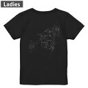 Tシャツ レディース バックプリント 半袖 ブラック 黒 デザイン M L tシャツ ティーシャツ T shirt 009960 クリスマス サンタ 乗り物