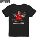 Tシャツ レディース バックプリント 半袖 ブラック 黒 デザイン M L tシャツ ティーシャツ T shirt 009971 クリスマス サンタ 写真