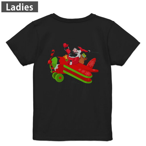 Tシャツ レディース バックプリント 半袖 ブラック 黒 デザイン M L tシャツ ティーシャツ T shirt 010009 クリスマス サンタ キャラクター Tシャツ レディース バックプリント 半袖 ブラック 黒 デザイン M L tシャツ ティーシャツ T shirt 010009 クリスマス サンタ キャラクター