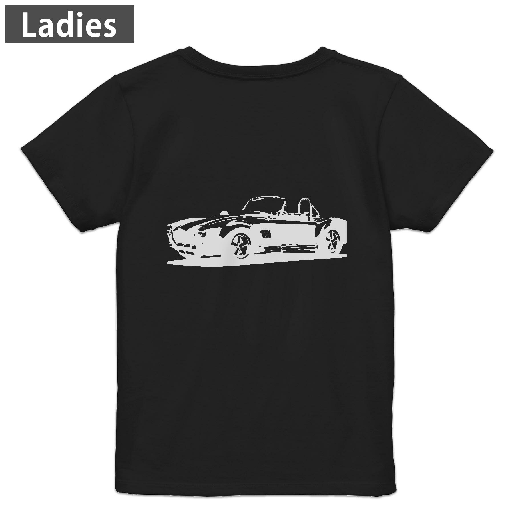 Tシャツ レディース バックプリント 半袖 ブラック 黒 デザイン M L tシャツ ティーシャツ T shirt 010033 乗り物 車 モノクロ